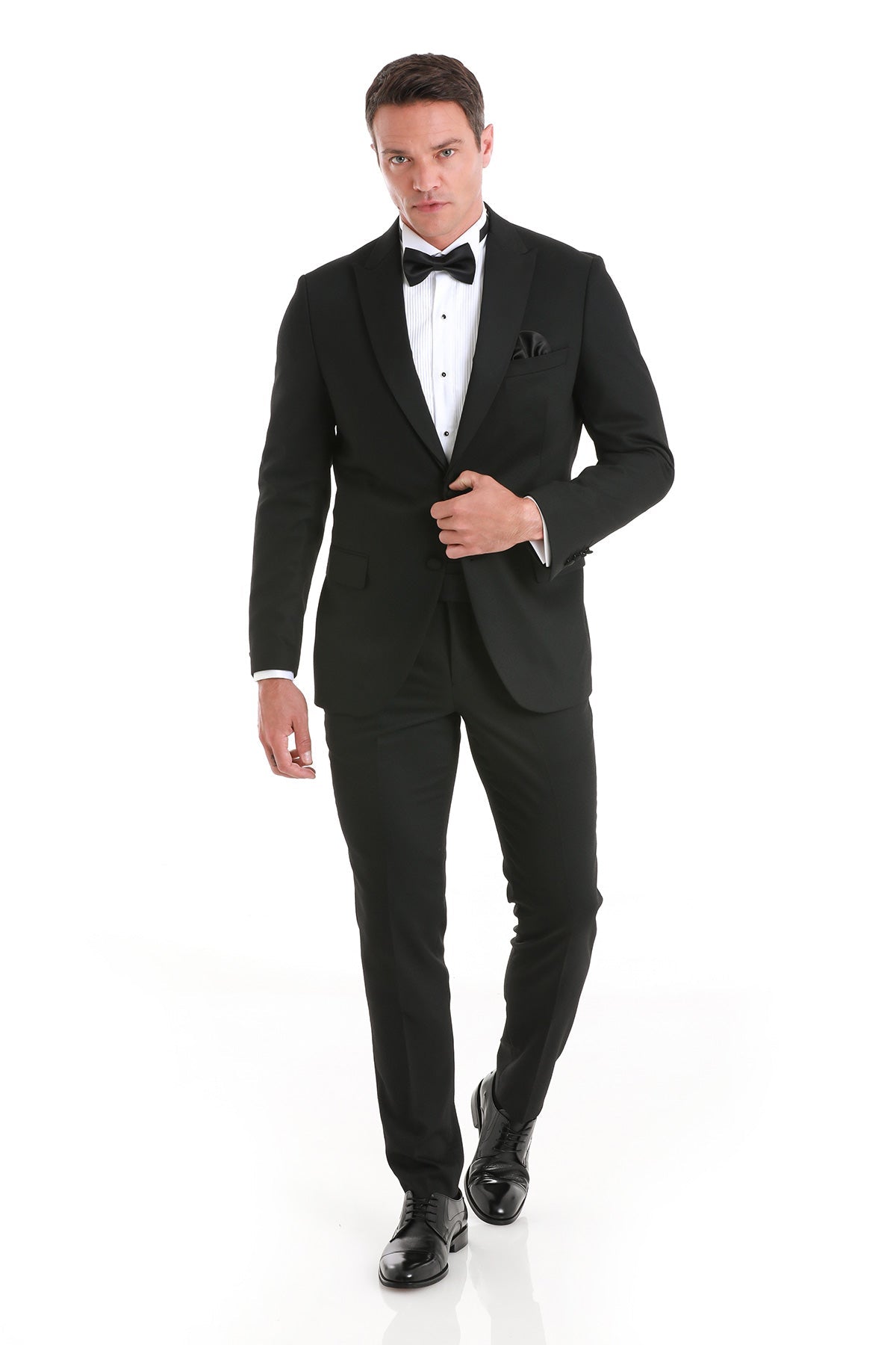 Slim Fit Black Release Peak Lapel Classic Tuxedo Suit
