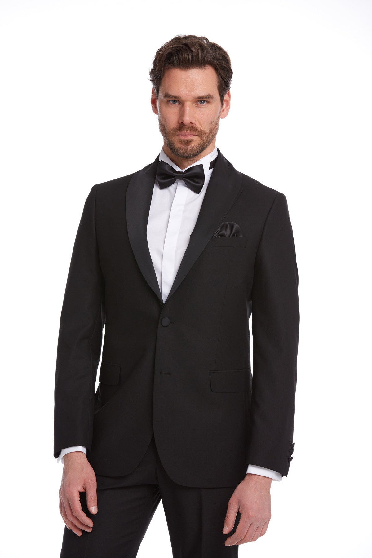 Slim Fit Black Release Shawl Lapel Classic Tuxedo - SAYKI