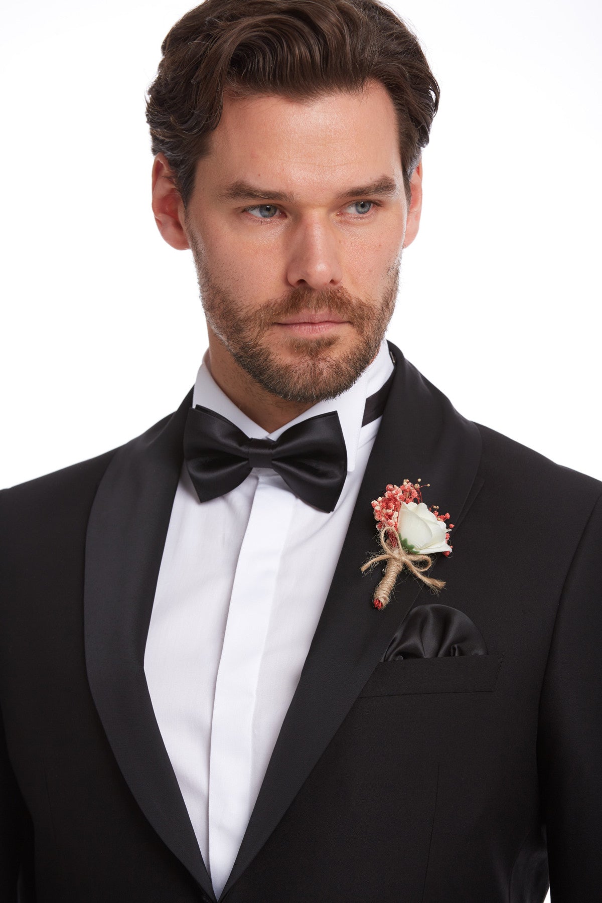 Slim Fit Black Release Shawl Lapel Classic Tuxedo - SAYKI