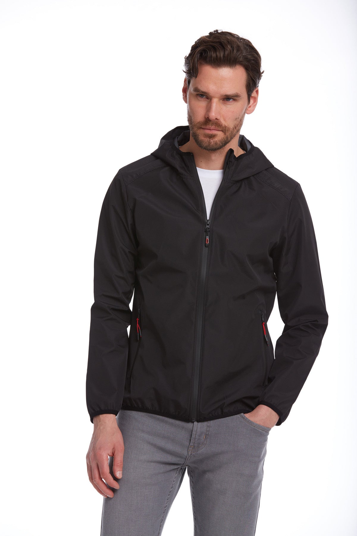 Slim Fit Black Seasonal Lykia Hooded Coat - SAYKI