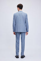 Slim Fit Blue Peak Lapel Striped Double-Breasted Classic