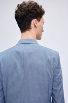 Slim Fit Blue Peak Lapel Striped Double-Breasted Classic