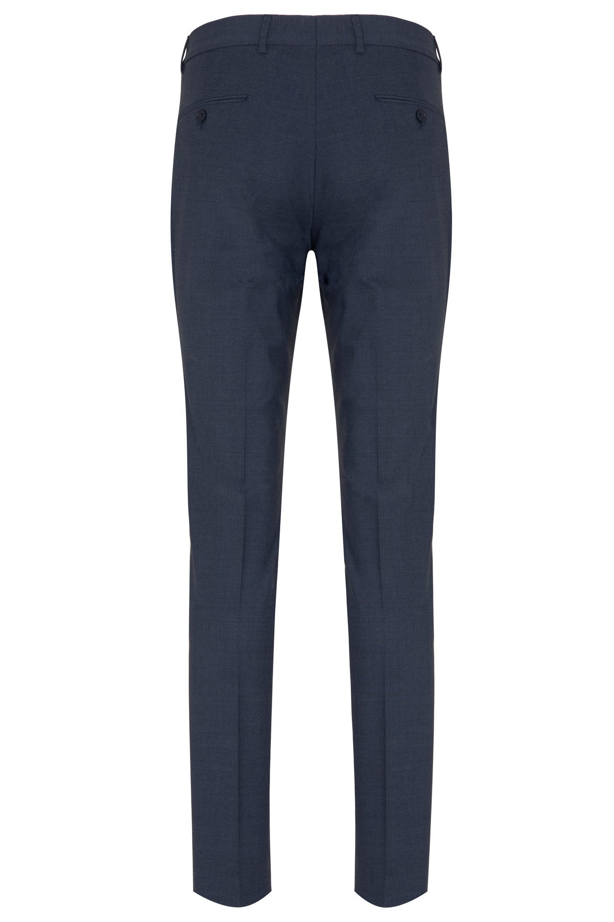 Slim Fit Blue Side Pocket Low Waist Wool Dress Pants - SAYKI