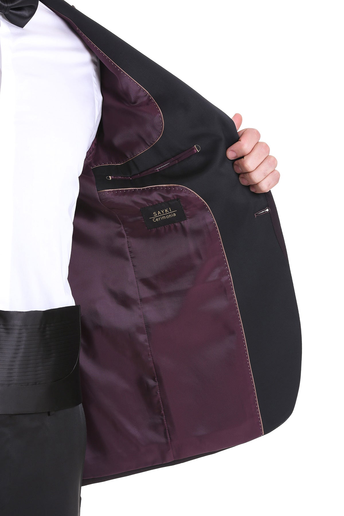 Slim Fit Burgundy Peak Lapel Classic Tuxedo - SAYKI