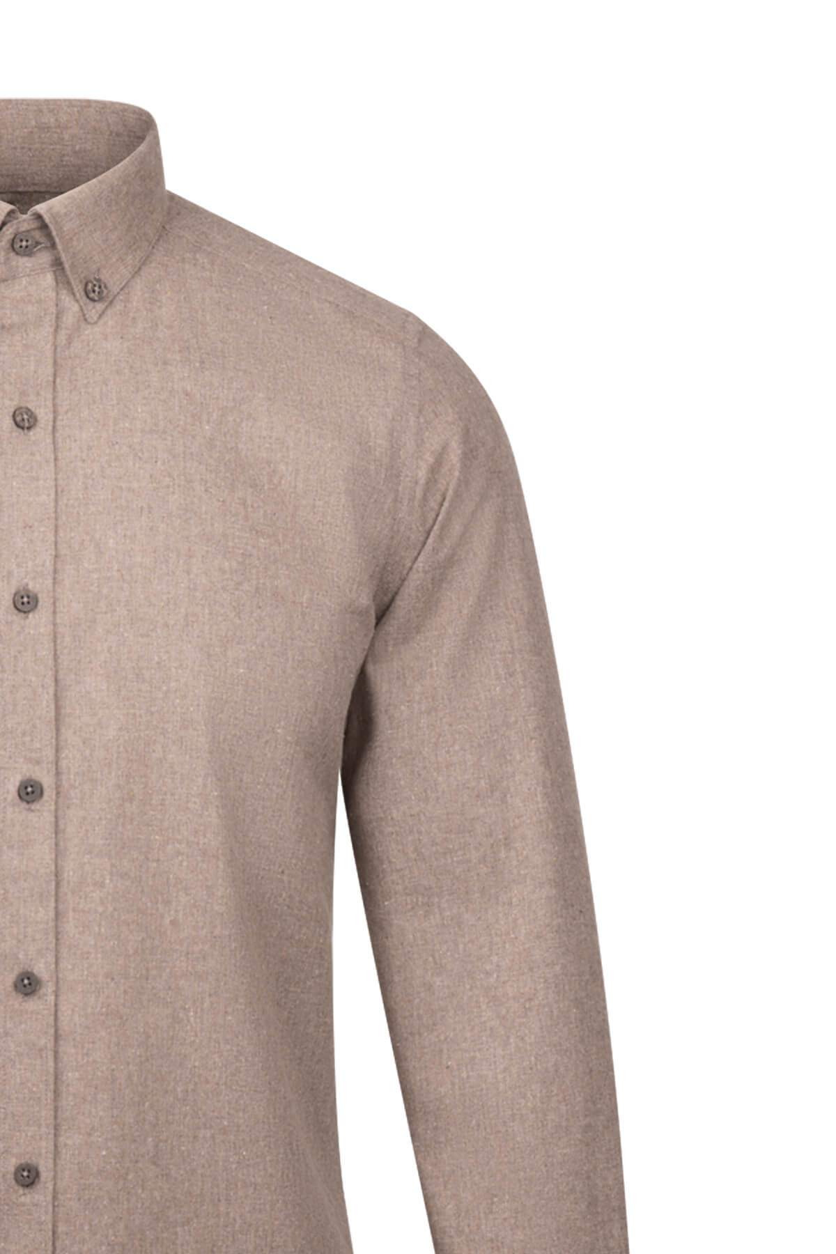 Slim Fit Button-Down Cappucino Casual Shirt - SAYKI