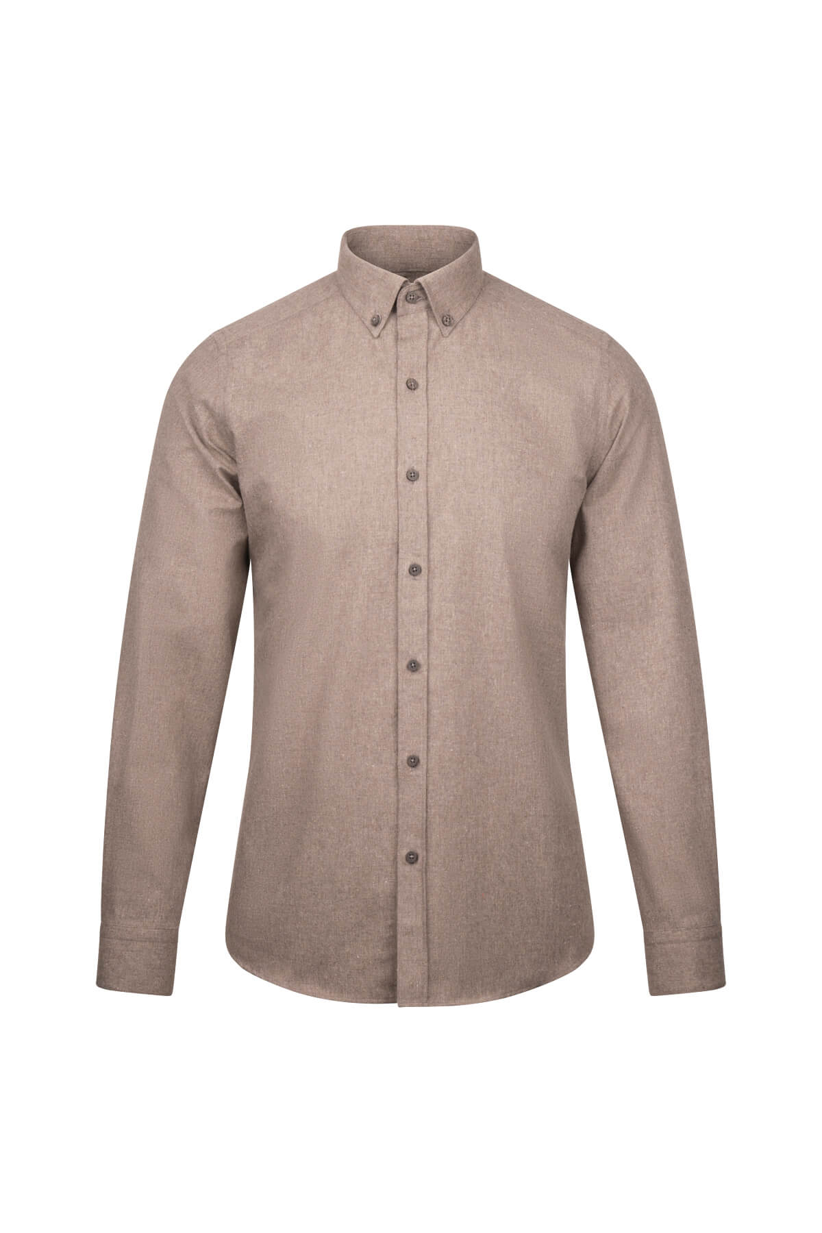 Slim Fit Button-Down Cappucino Casual Shirt - SAYKI