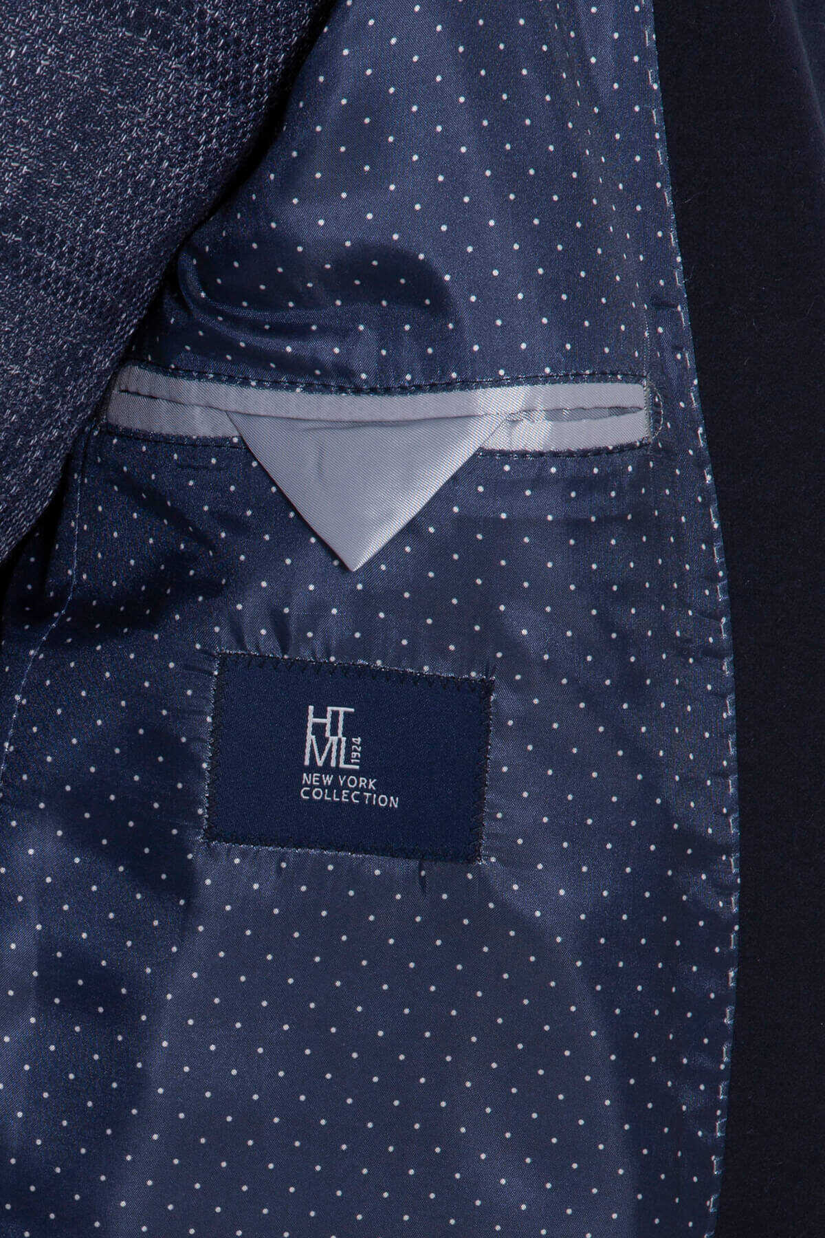 Slim Fit Cachet Notch Lapel Navy Overcoat - SAYKI