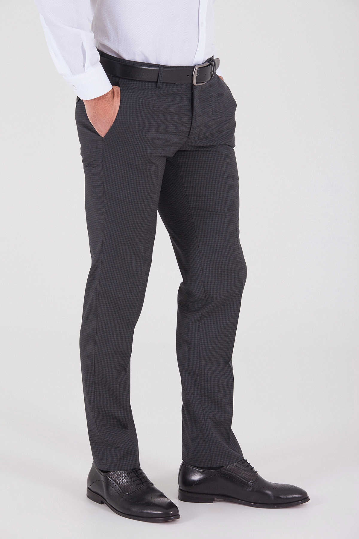 Slim Fit Charcoal Low Waist Dress Pants - SAYKI