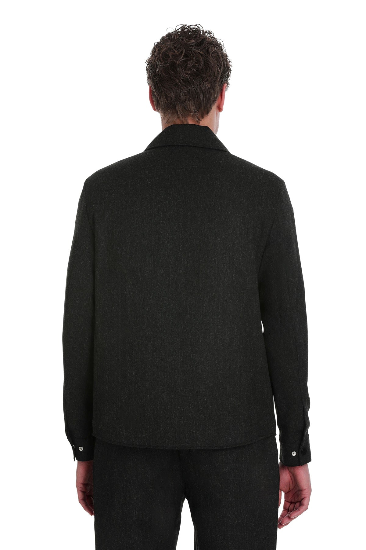 Slim Fit Charcoal Notch Lapel Overshirt Casual Suit - SAYKI