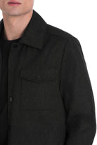 Slim Fit Charcoal Notch Lapel Overshirt Casual Suit - SAYKI