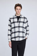Slim Fit Check Plaid Cotton Blend Black Casual Shirt