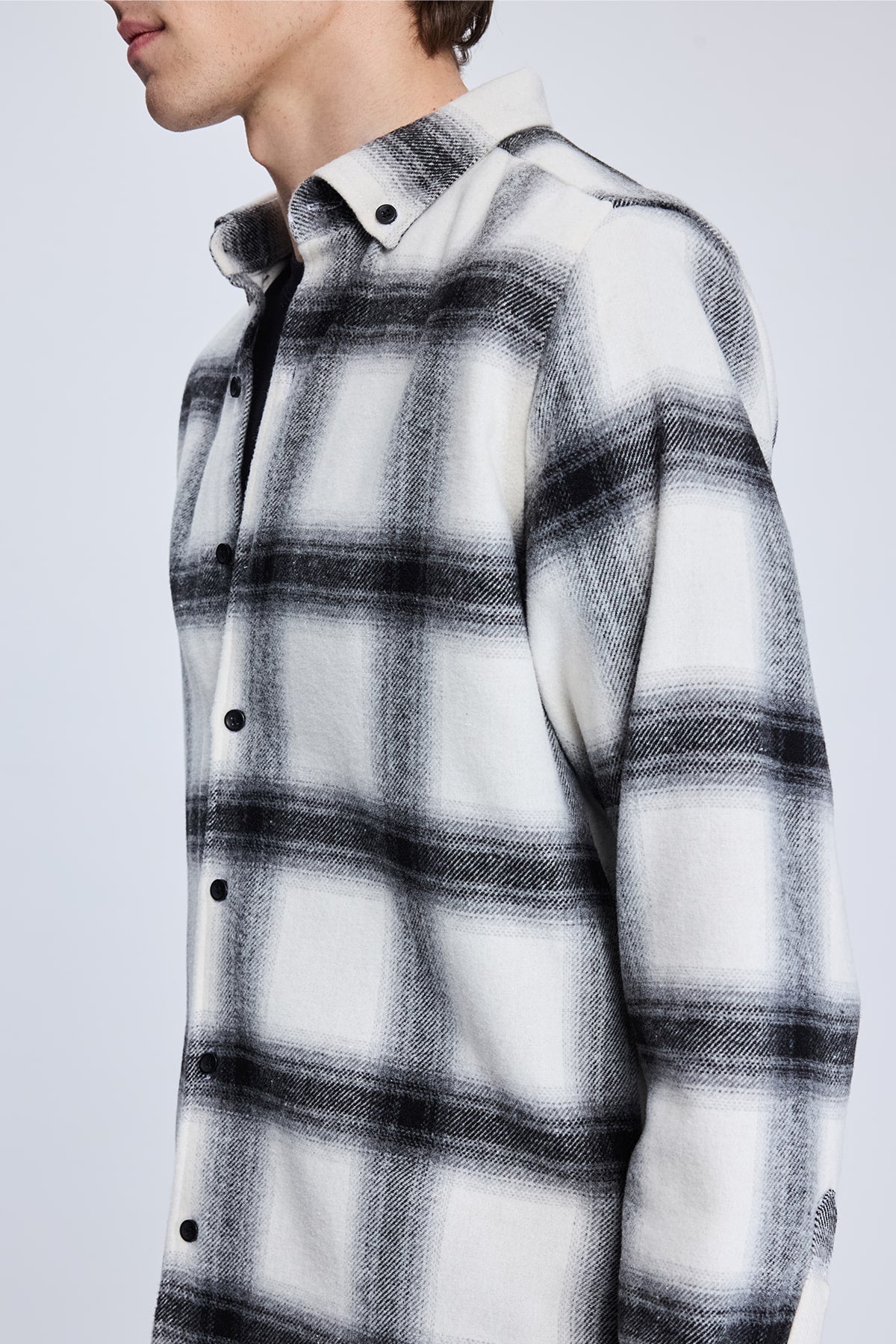 Slim Fit Check Plaid Cotton Blend Black Casual Shirt - SAYKI