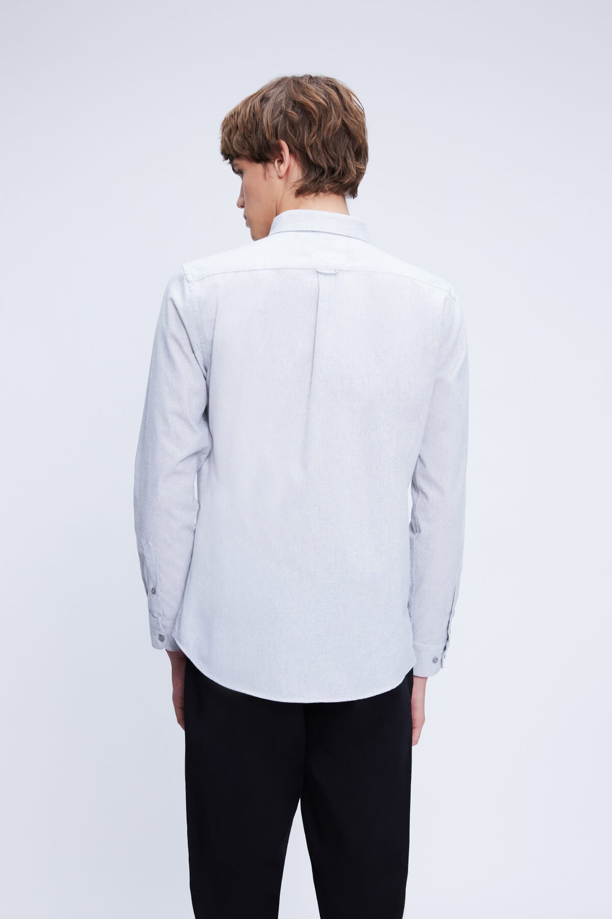 Slim Fit Cotton Blend Light Gray Casual Shirt - SAYKI