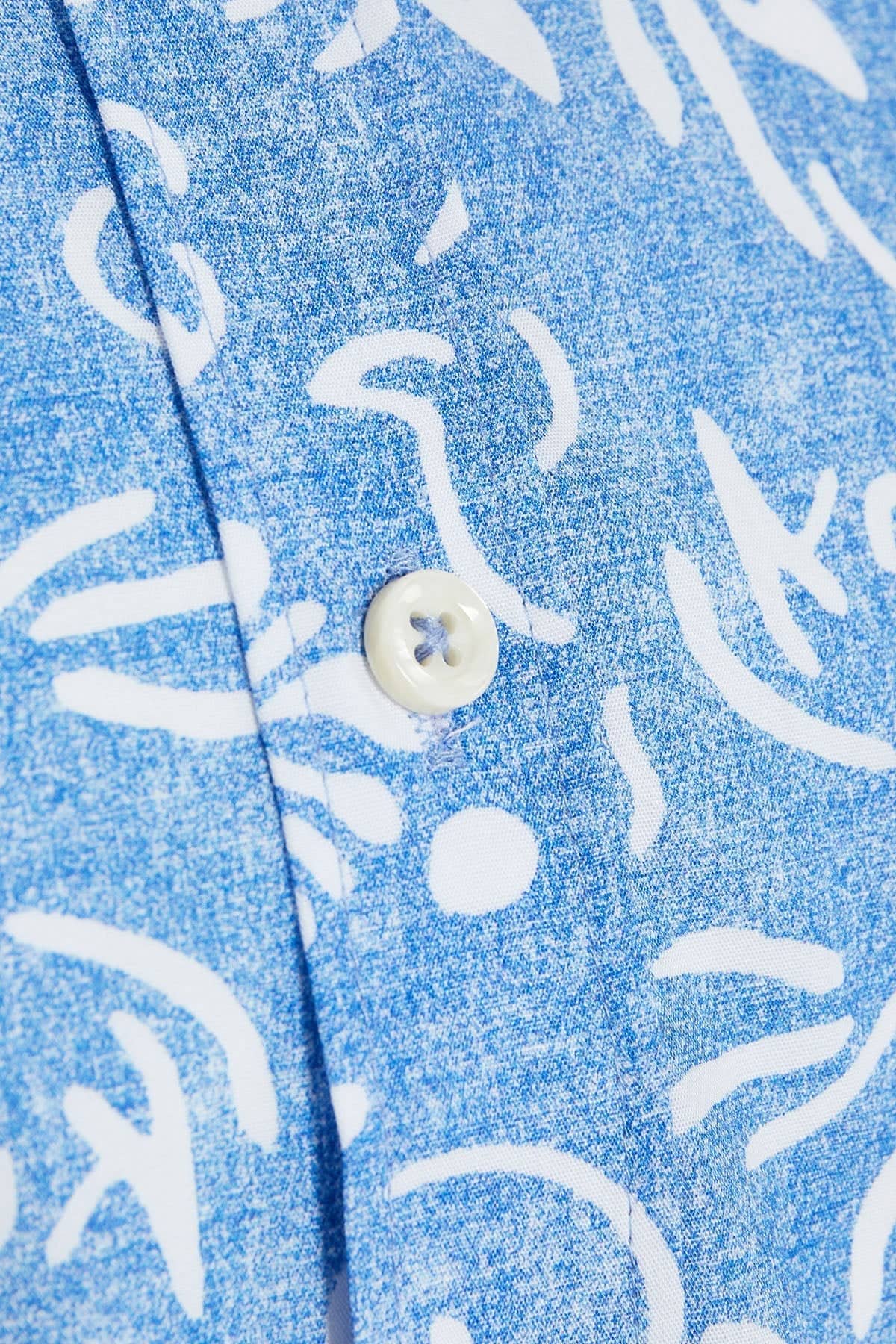 Slim Fit Cotton Floral Blue Casual Shirt - SAYKI