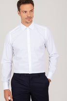 Slim Fit Cotton French Cuff White Dress Shirt - SAYKI