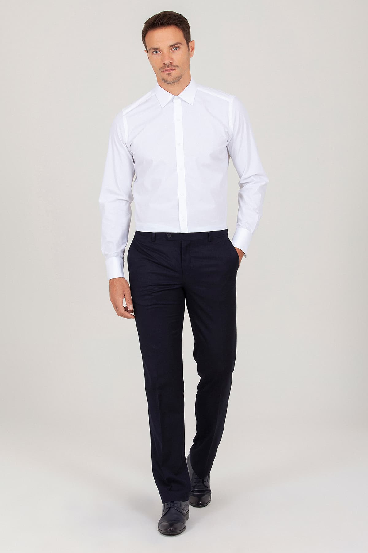 Slim Fit Cotton French Cuff White Dress Shirt - SAYKI