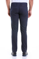 Slim Fit Cotton Low Waist 5 Pocket Navy Casual Pants - SAYKI