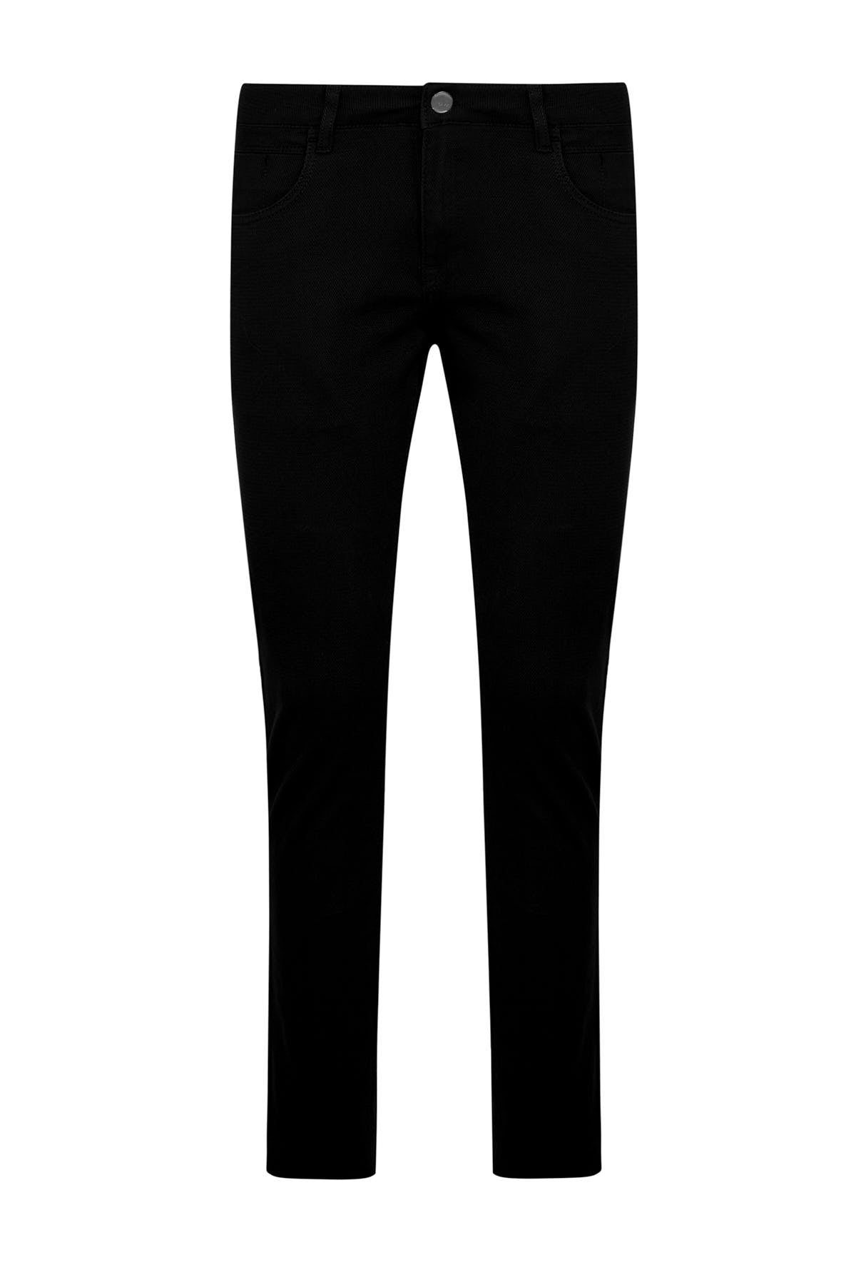 Slim Fit Cotton Low Waist Black Casual Pants - SAYKI
