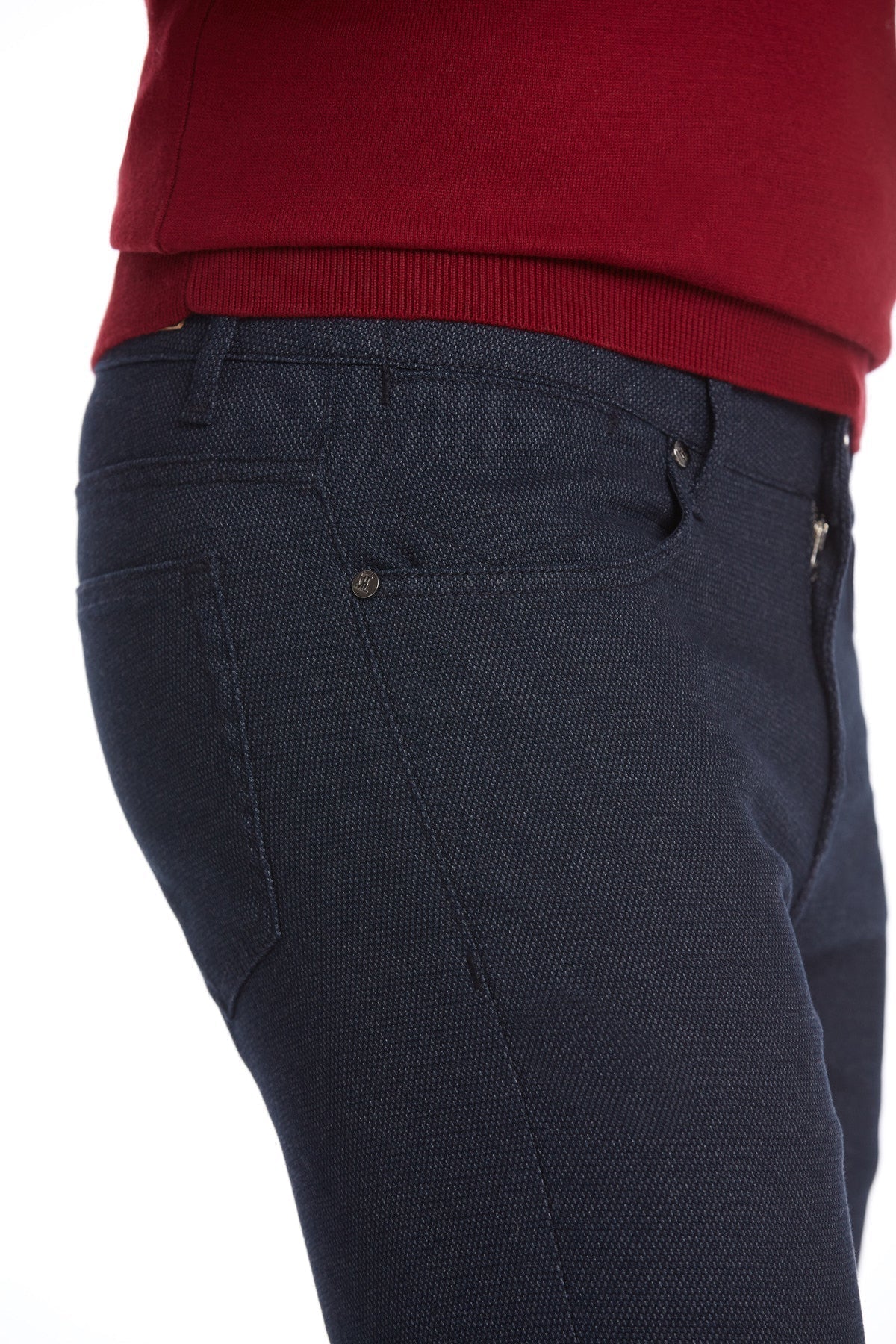 Slim Fit Cotton Navy Casual Pants - SAYKI