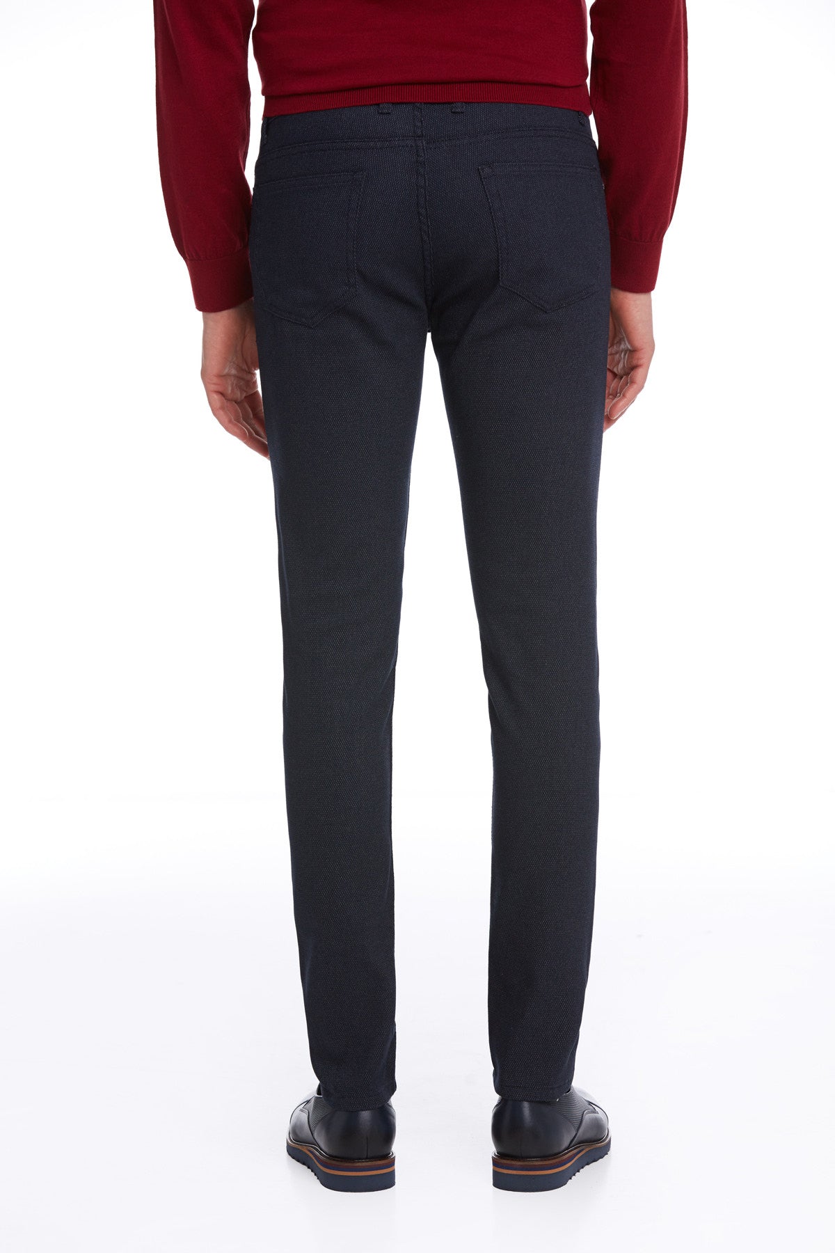 Slim Fit Cotton Navy Casual Pants - SAYKI