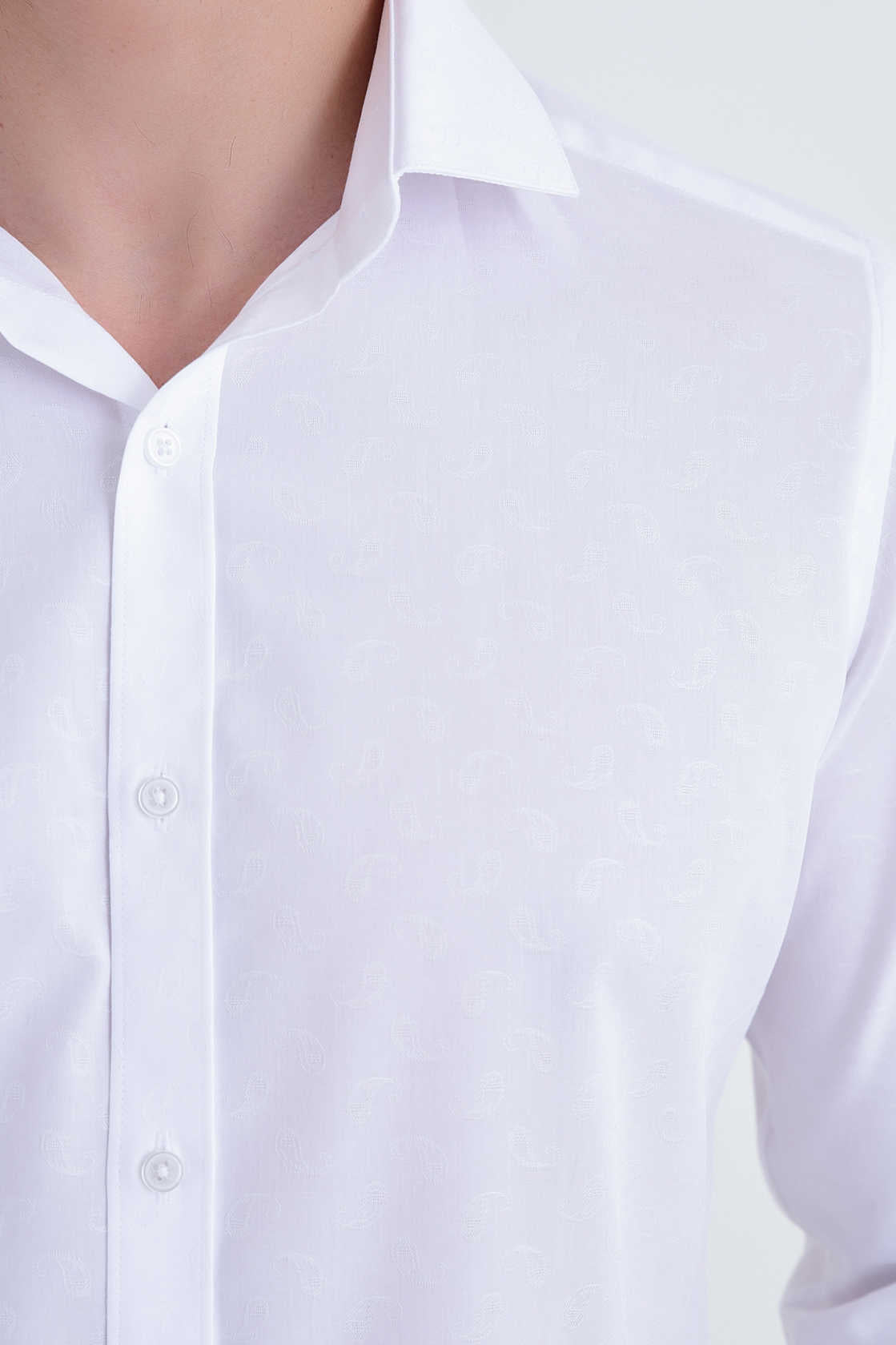 Slim Fit Cotton White Casual Shirt - SAYKI