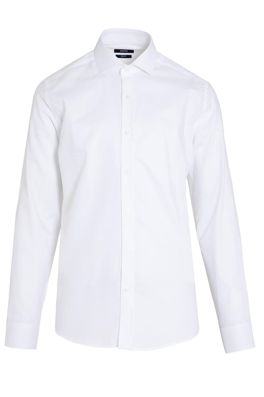 Slim Fit Cotton White Dress Shirt - SAYKI