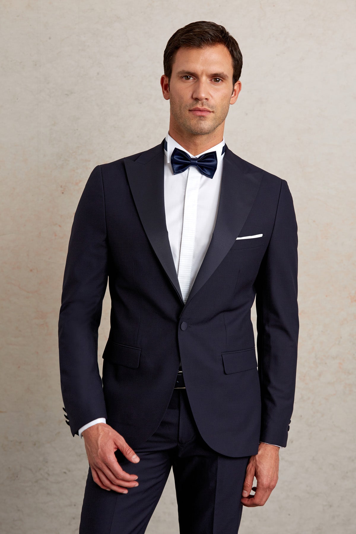 Slim Fit Dark Navy Release Peak Lapel Classic Tuxedo - SAYKI