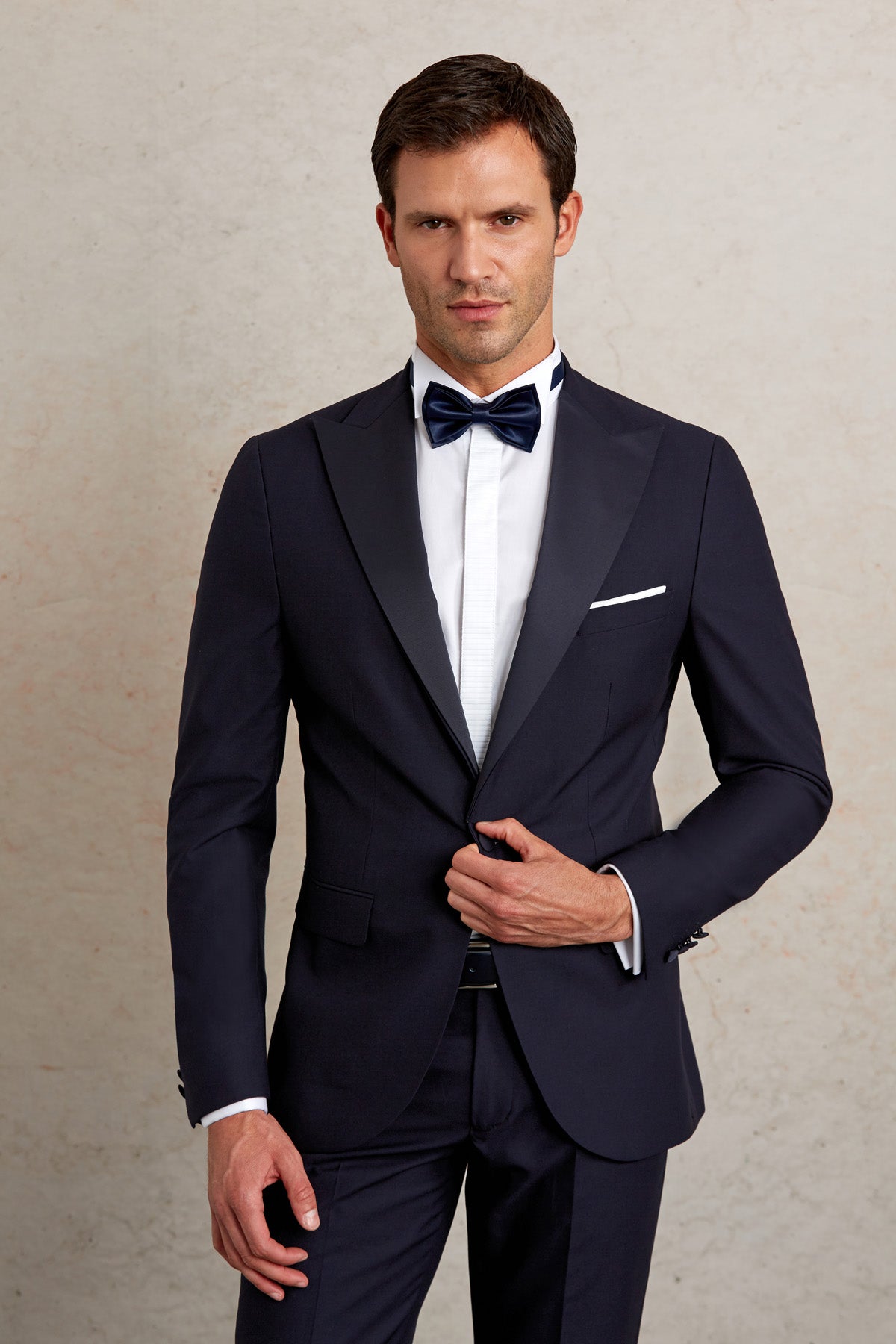 Slim Fit Dark Navy Release Peak Lapel Classic Tuxedo - SAYKI