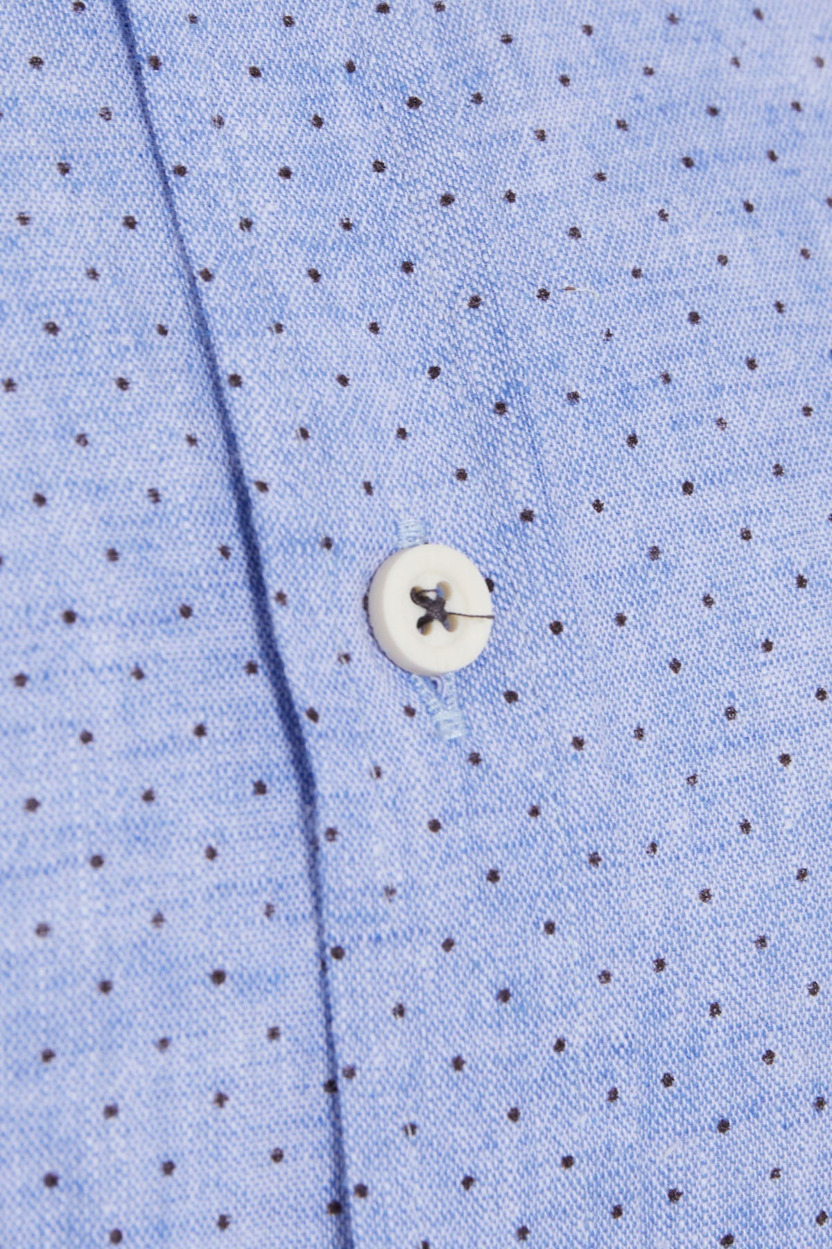 Slim Fit Dot Printed Linen & Cotton Blue Casual Shirt