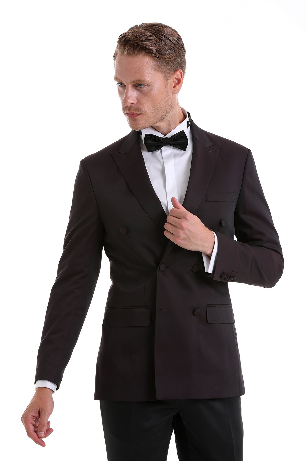 Slim Fit Double Breasted Burgundy Classic Tuxedo Suit