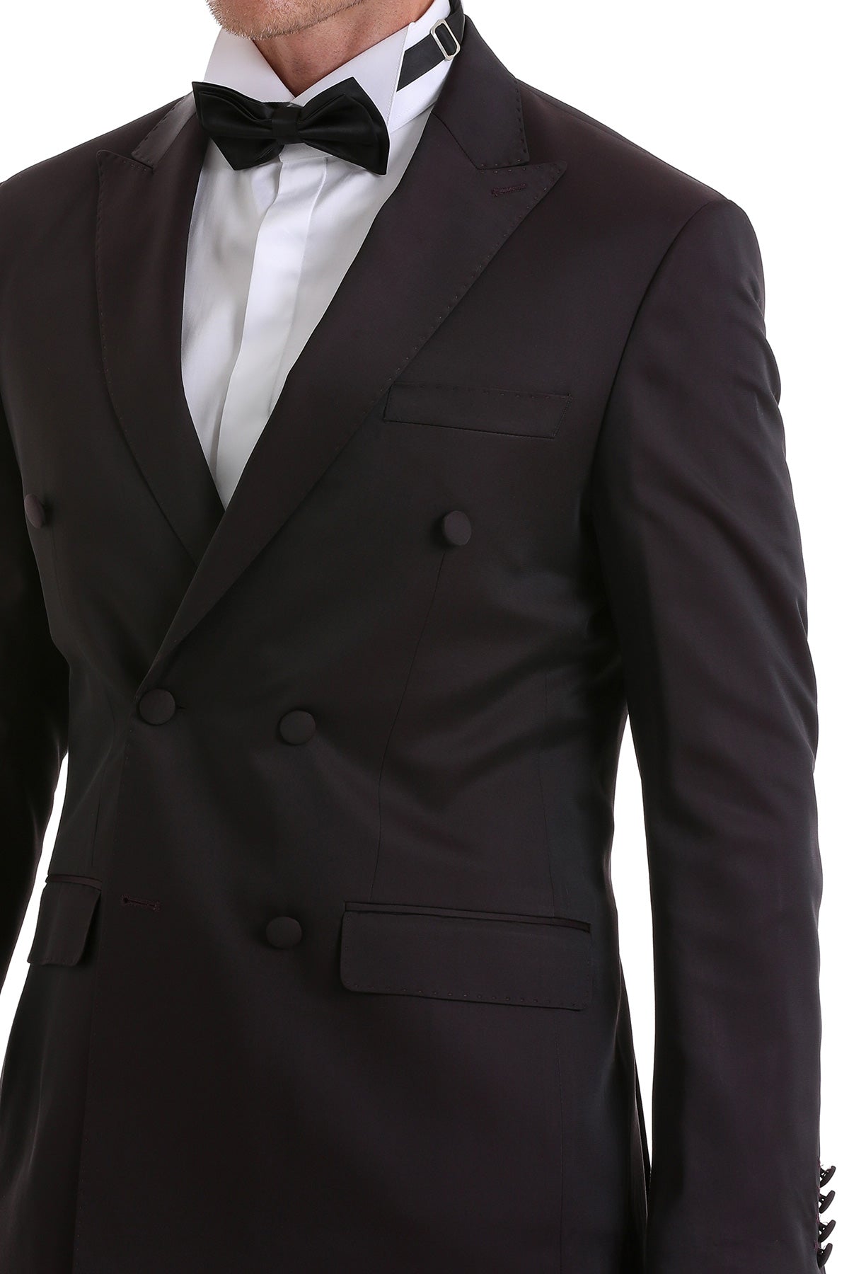 Slim Fit Double Breasted Burgundy Classic Tuxedo Suit