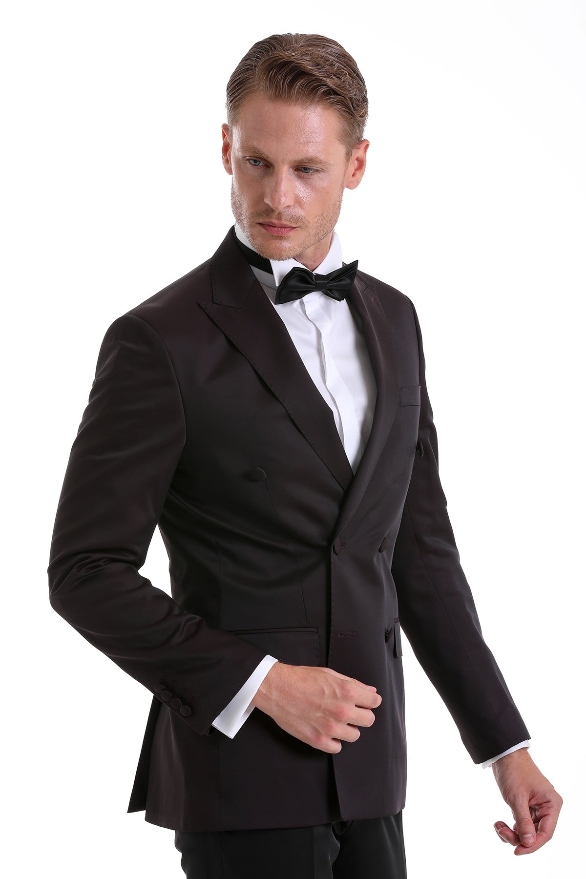 Slim Fit Double Breasted Burgundy Classic Tuxedo Suit