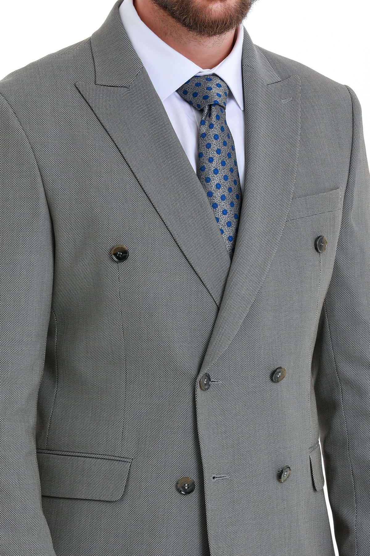 Slim Fit Double Breasted Mink Classic Suit - SAYKI