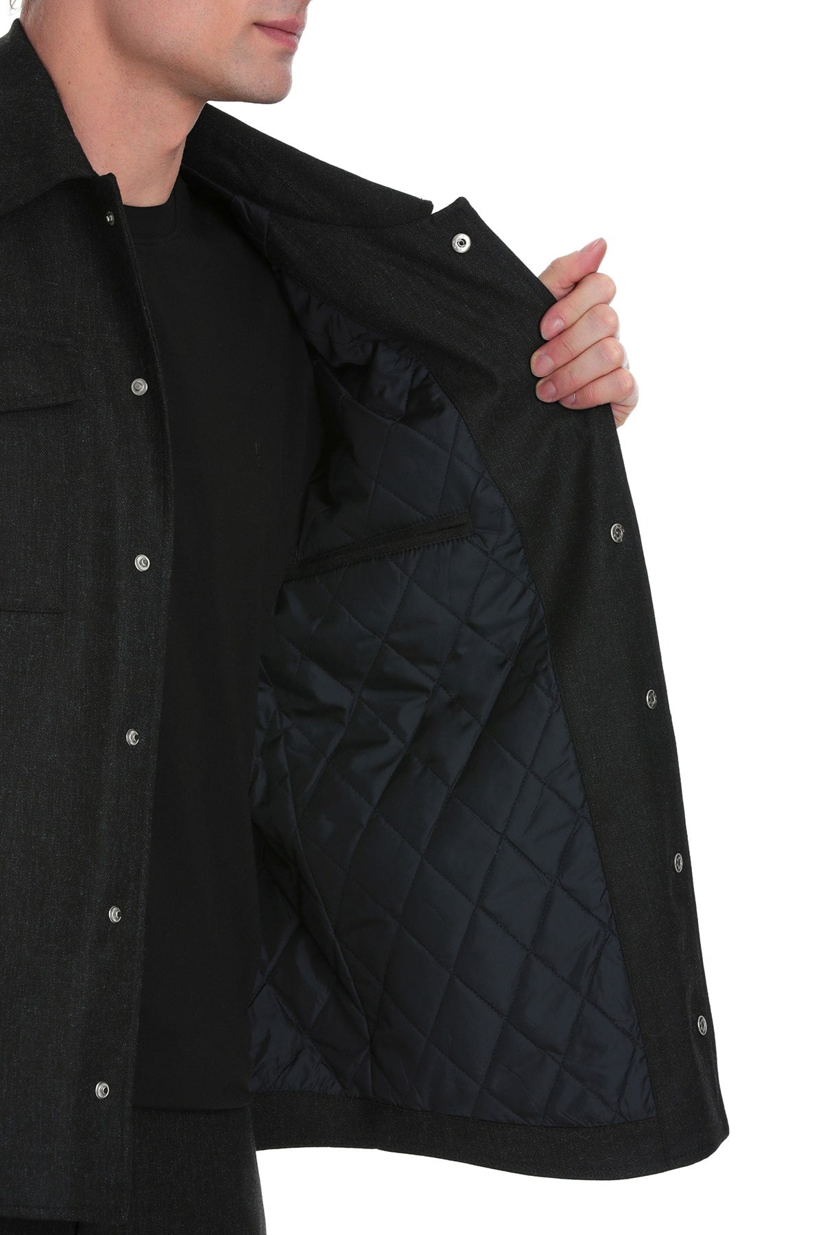 Slim Fit Enamel Blue Notch Lapel Overshirt Casual Suit