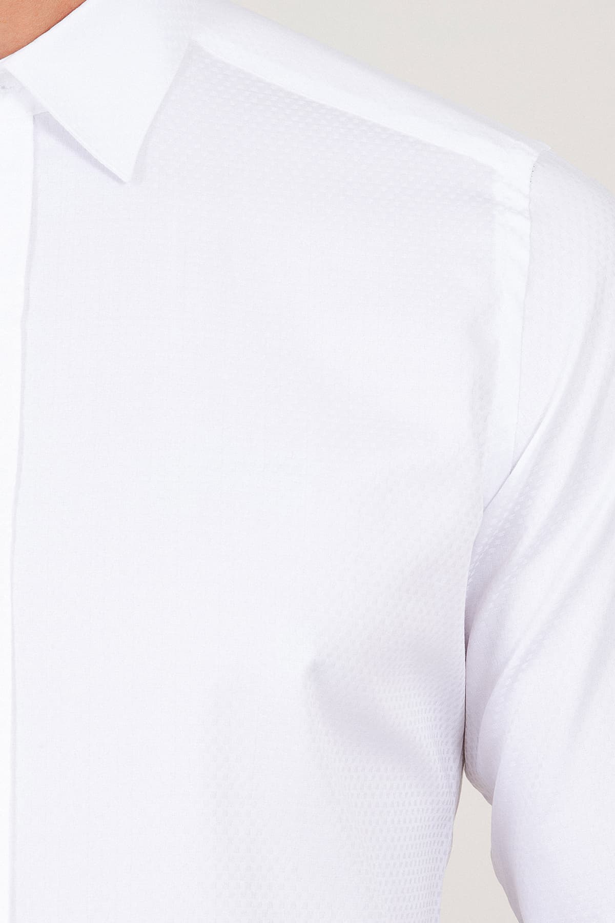 Slim Fit French Cuff White Dress Shirt - SAYKI