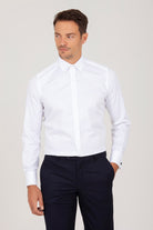Slim Fit French Cuff White Dress Shirt - SAYKI