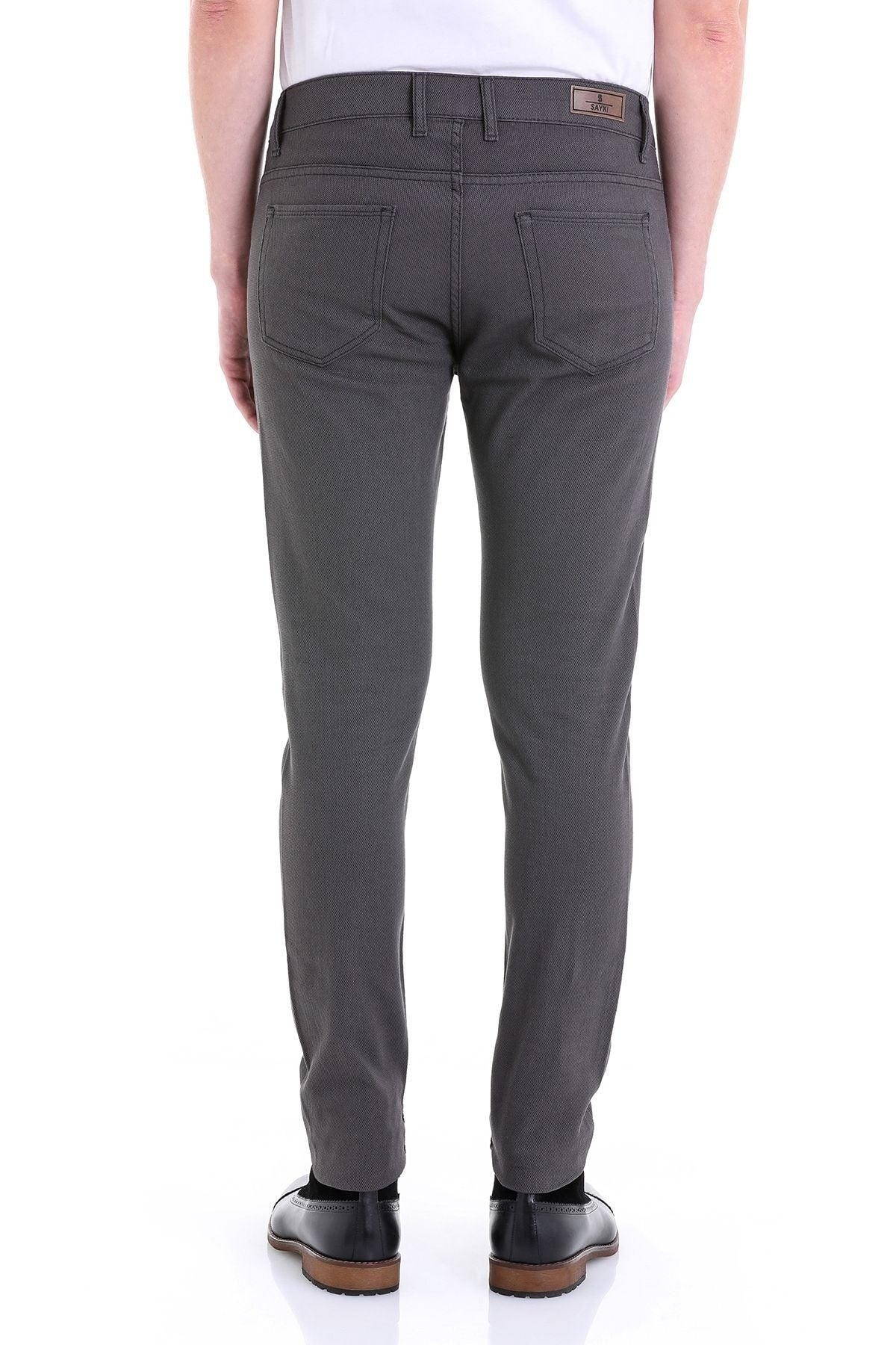 Slim Fit Gray 5 Pocket Low Waist Cotton Casual Pants - SAYKI