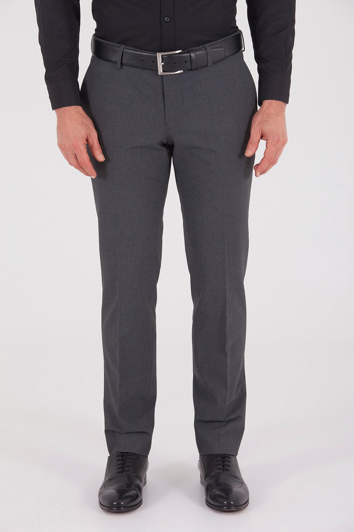 Slim Fit Gray Low Waist Dress Pants - SAYKI