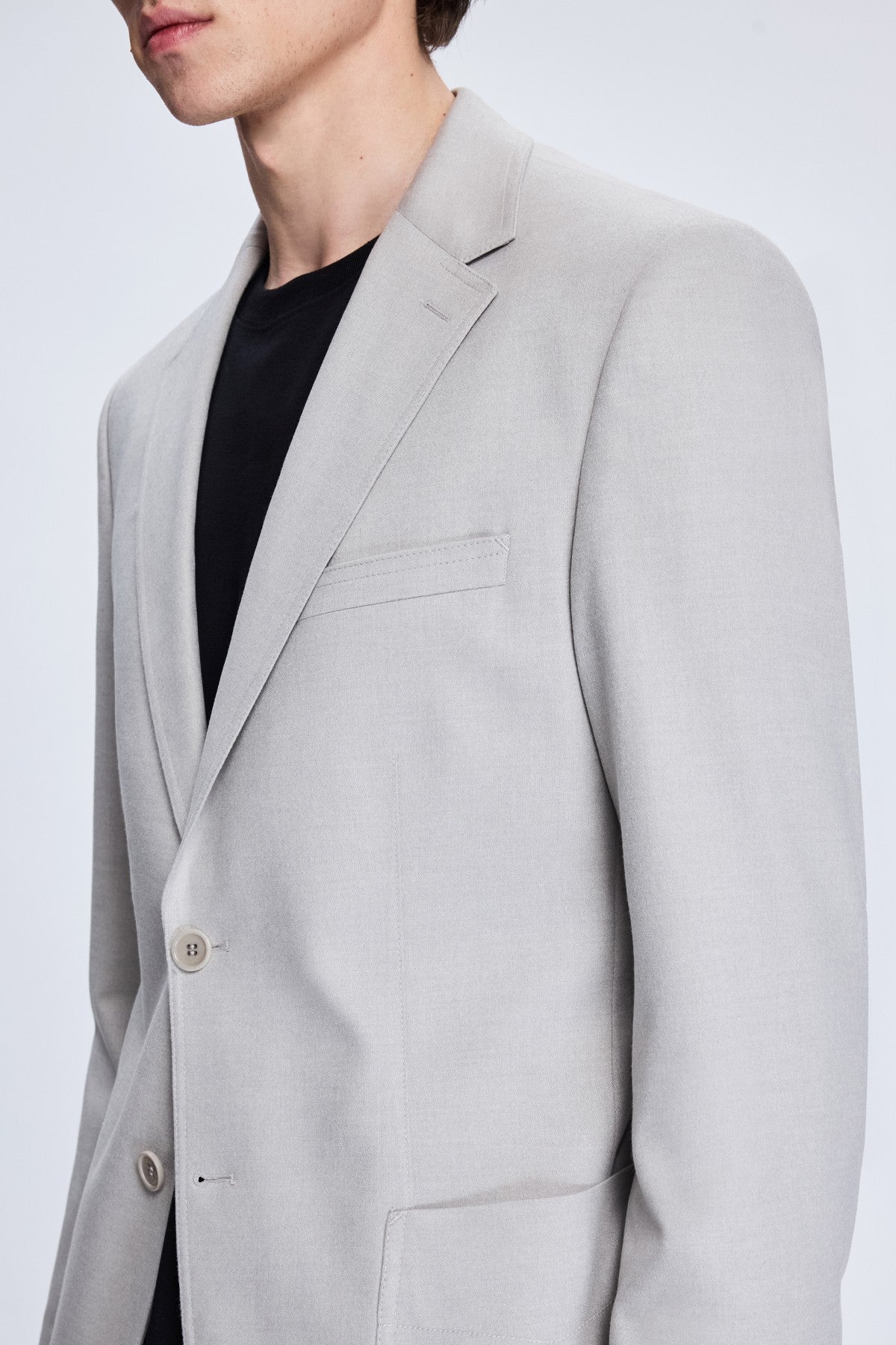 Slim Fit Gray Notch Lapel Casual Blazer - SAYKI