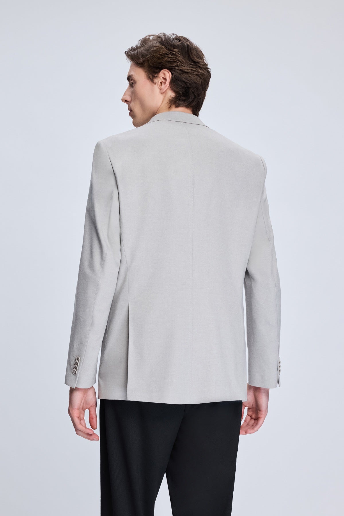 Slim Fit Gray Notch Lapel Casual Blazer - SAYKI