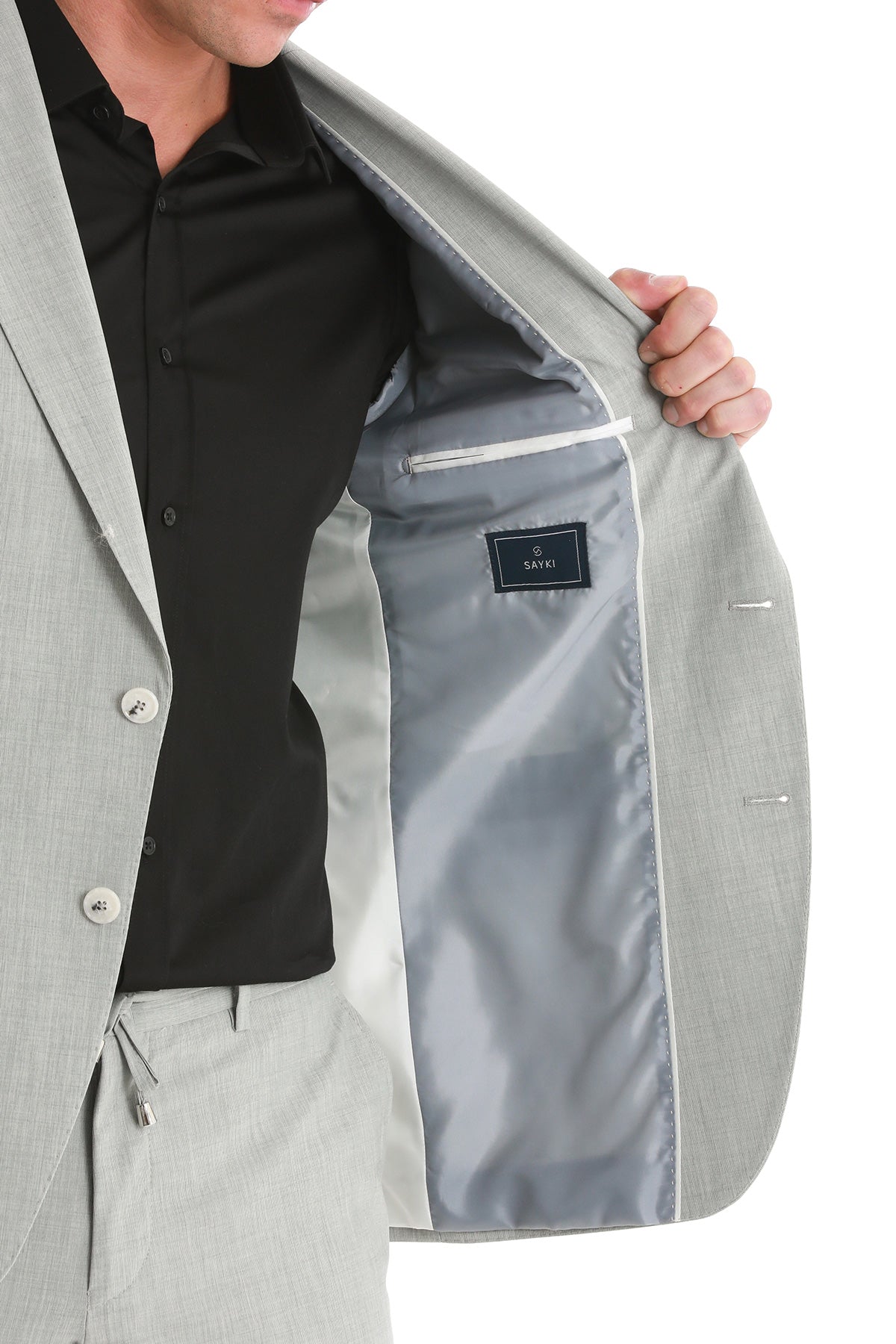 Slim Fit Gray Notch Lapel Classic Suit - SAYKI