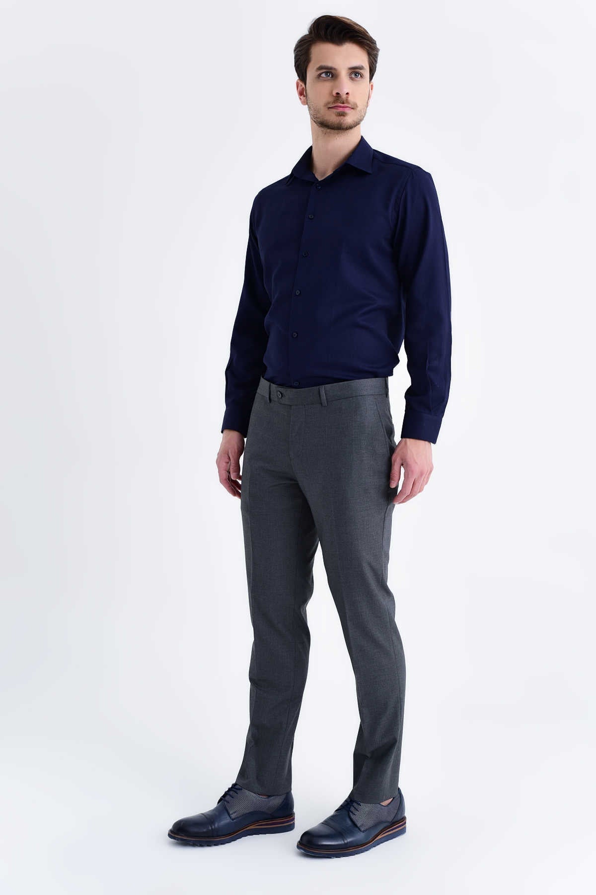 Slim Fit Gray Side Pocket Dress Pants - SAYKI