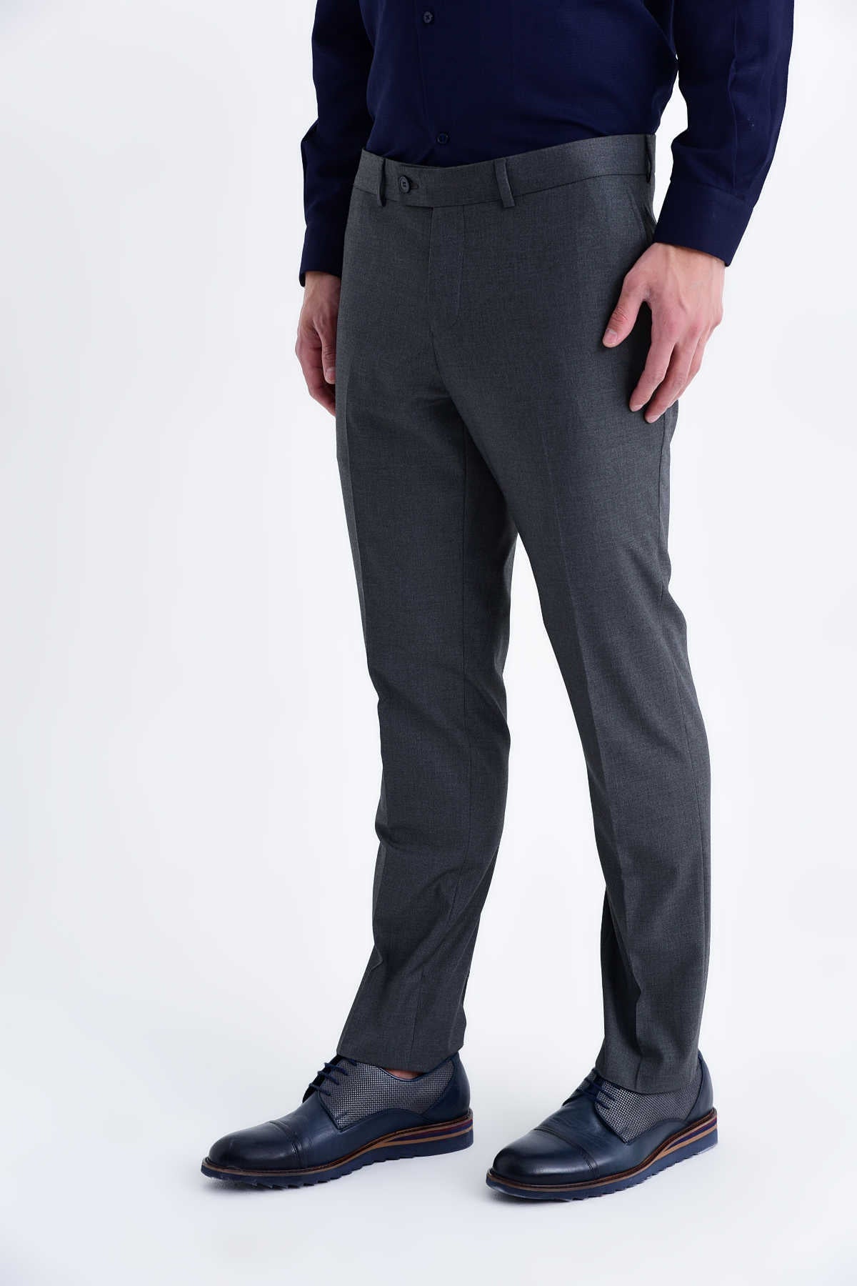 Slim Fit Gray Side Pocket Dress Pants - SAYKI