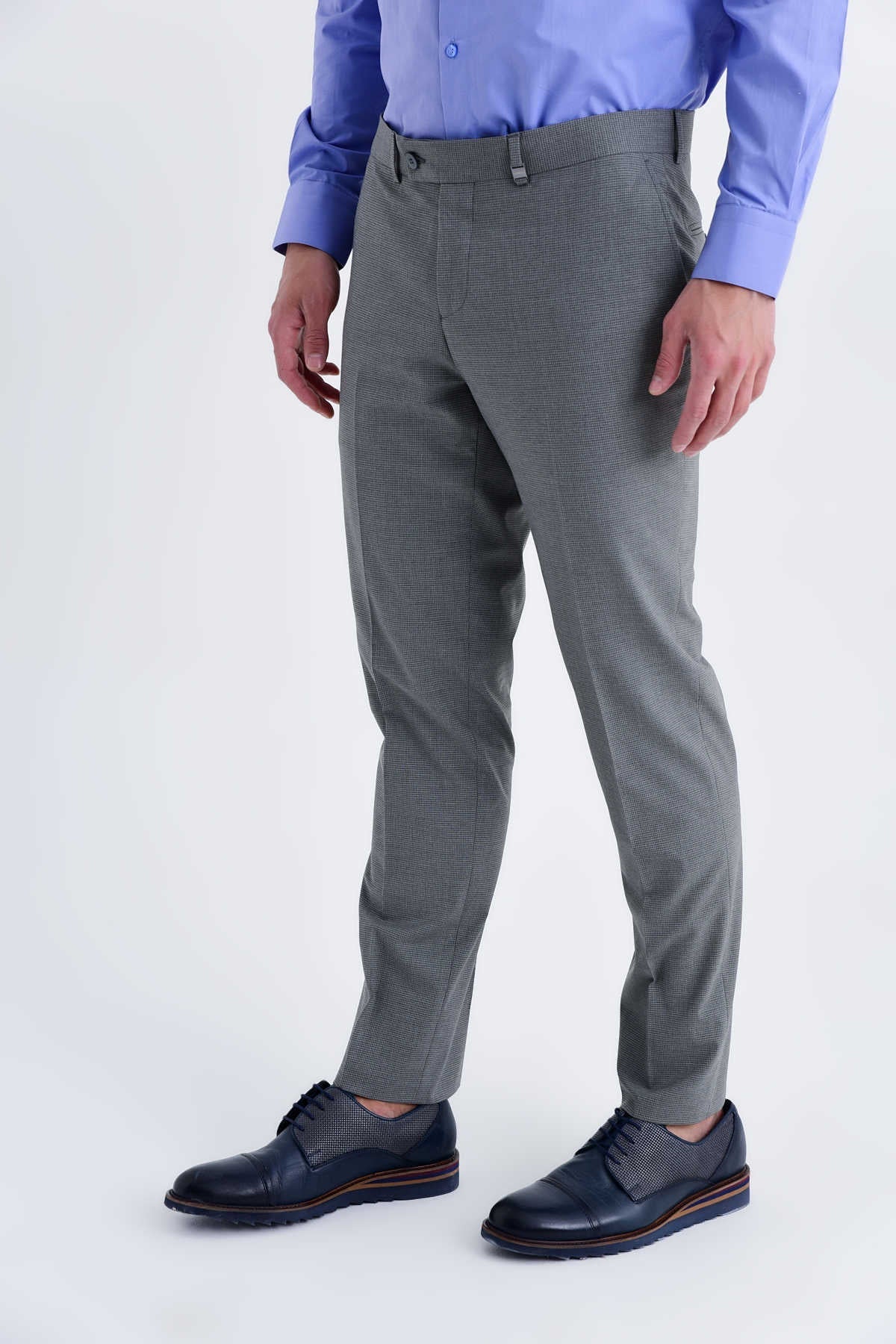 Slim Fit Gray Side Pocket Low Waist Dress Pants - SAYKI