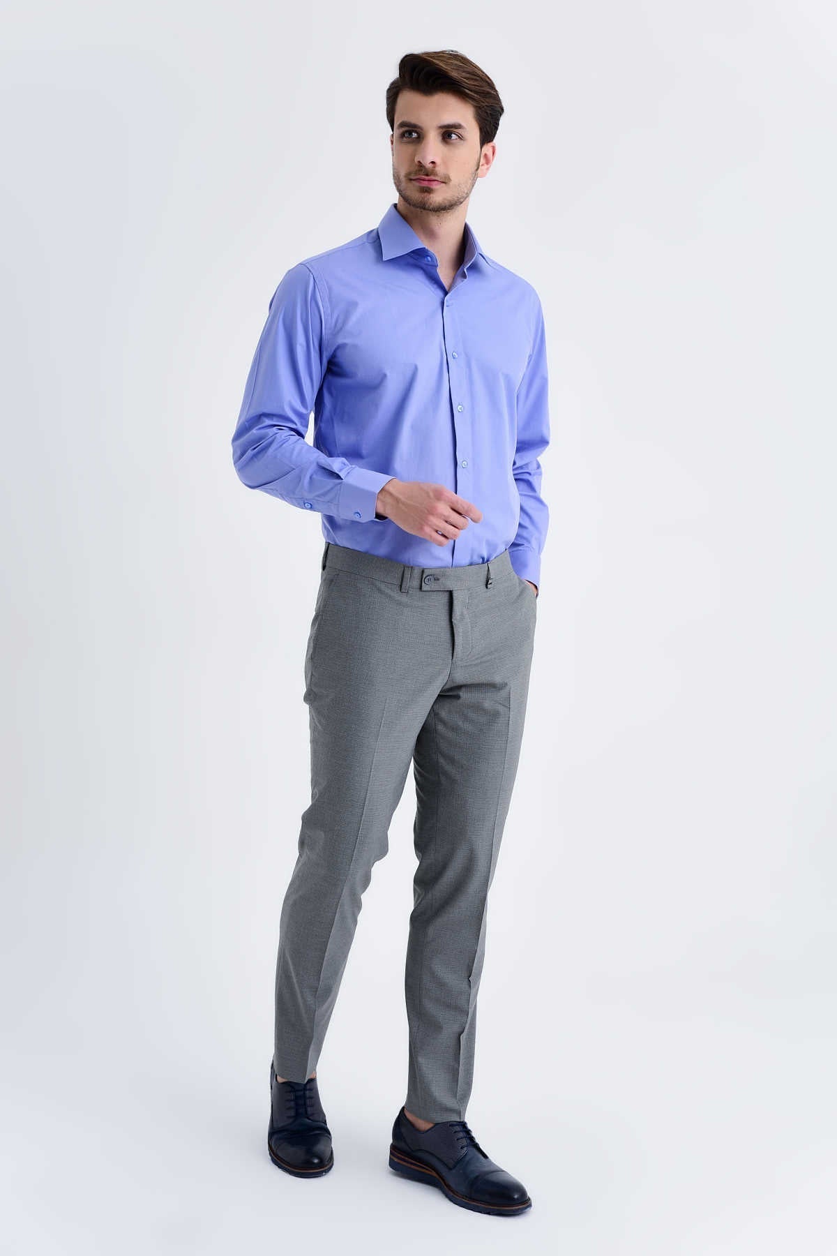 Slim Fit Gray Side Pocket Low Waist Dress Pants - SAYKI