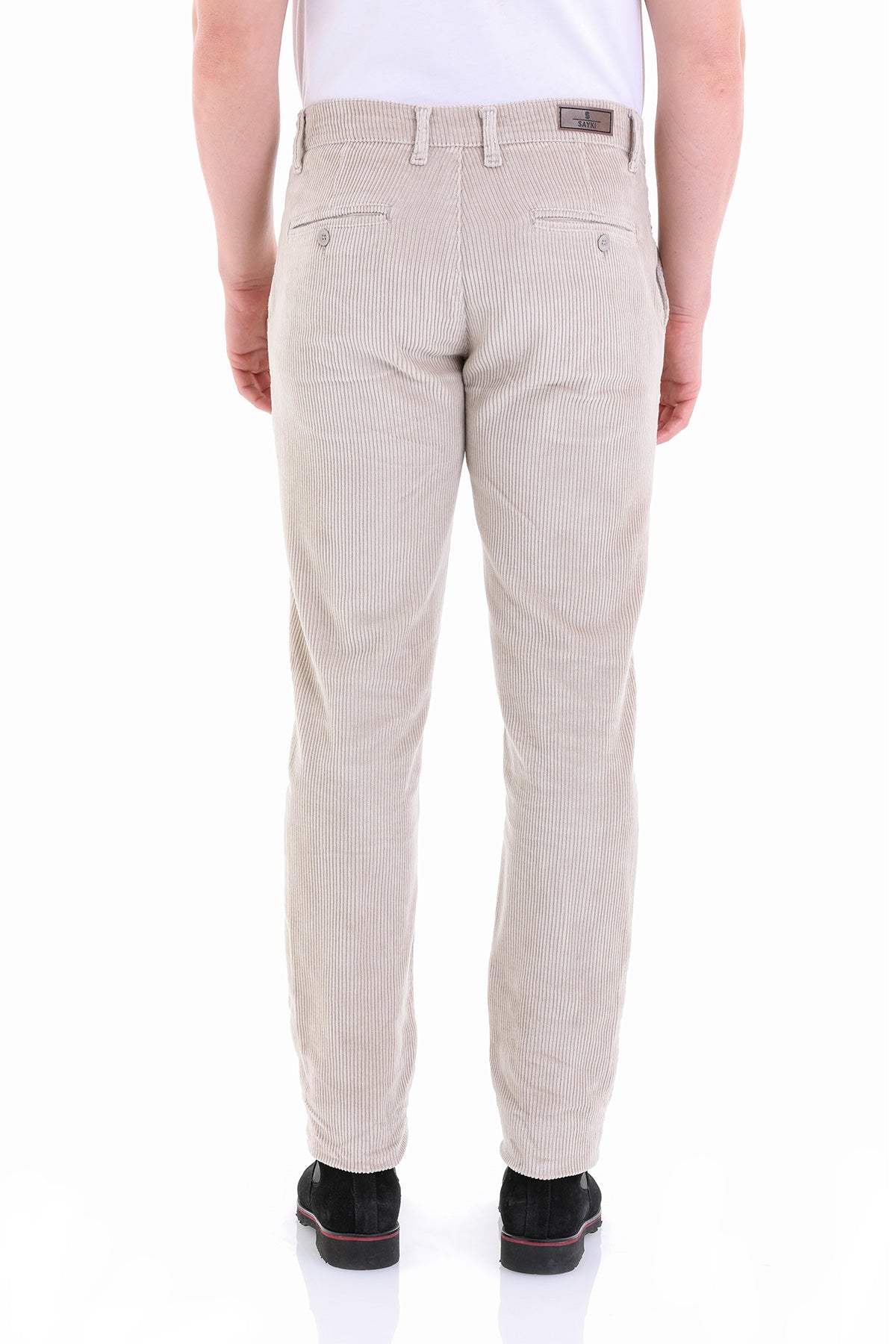 Slim Fit Khaki Beige Low Waist Cotton Dress Pants - SAYKI