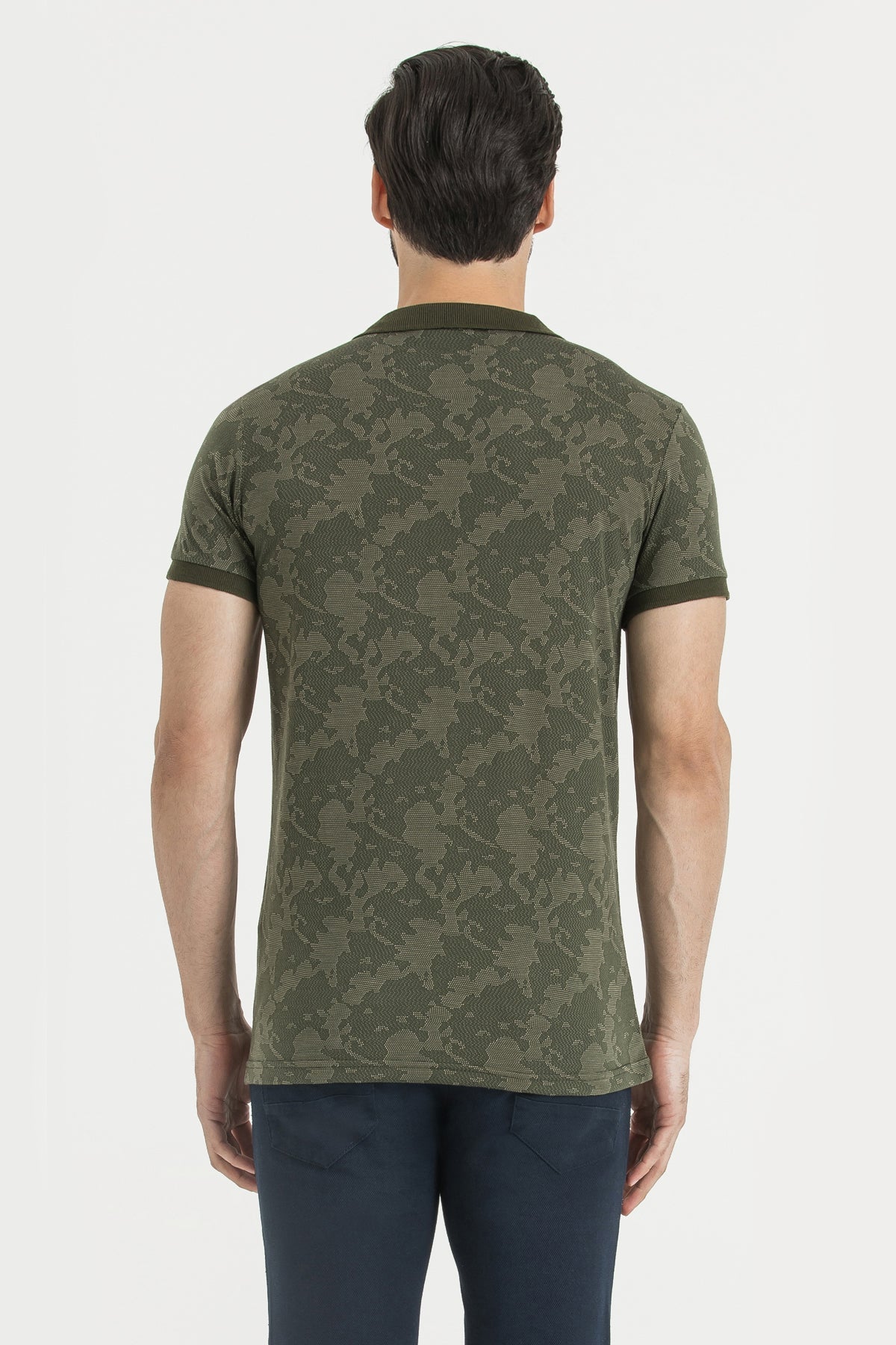 Slim Fit Khaki - Beige Patterned Polo T-Shirt - SAYKI