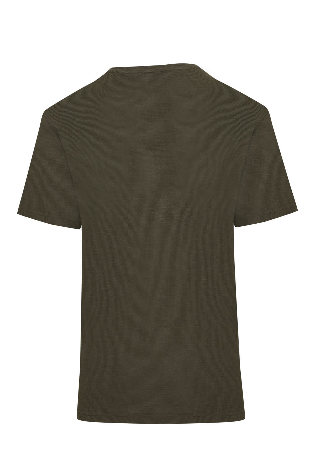 Slim Fit Khaki Cotton Crew Neck T-Shirt - SAYKI
