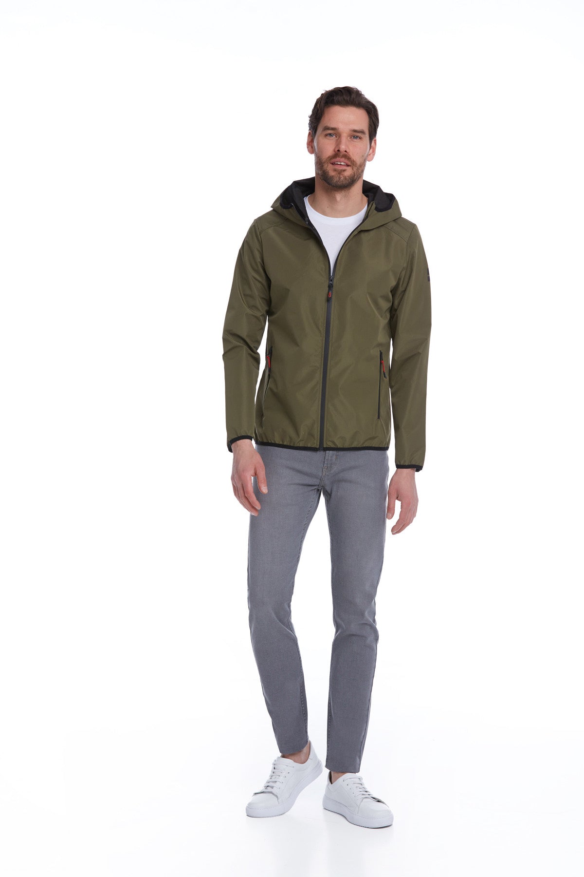 Slim Fit Khaki Seasonal Hooded Coat - SAYKI