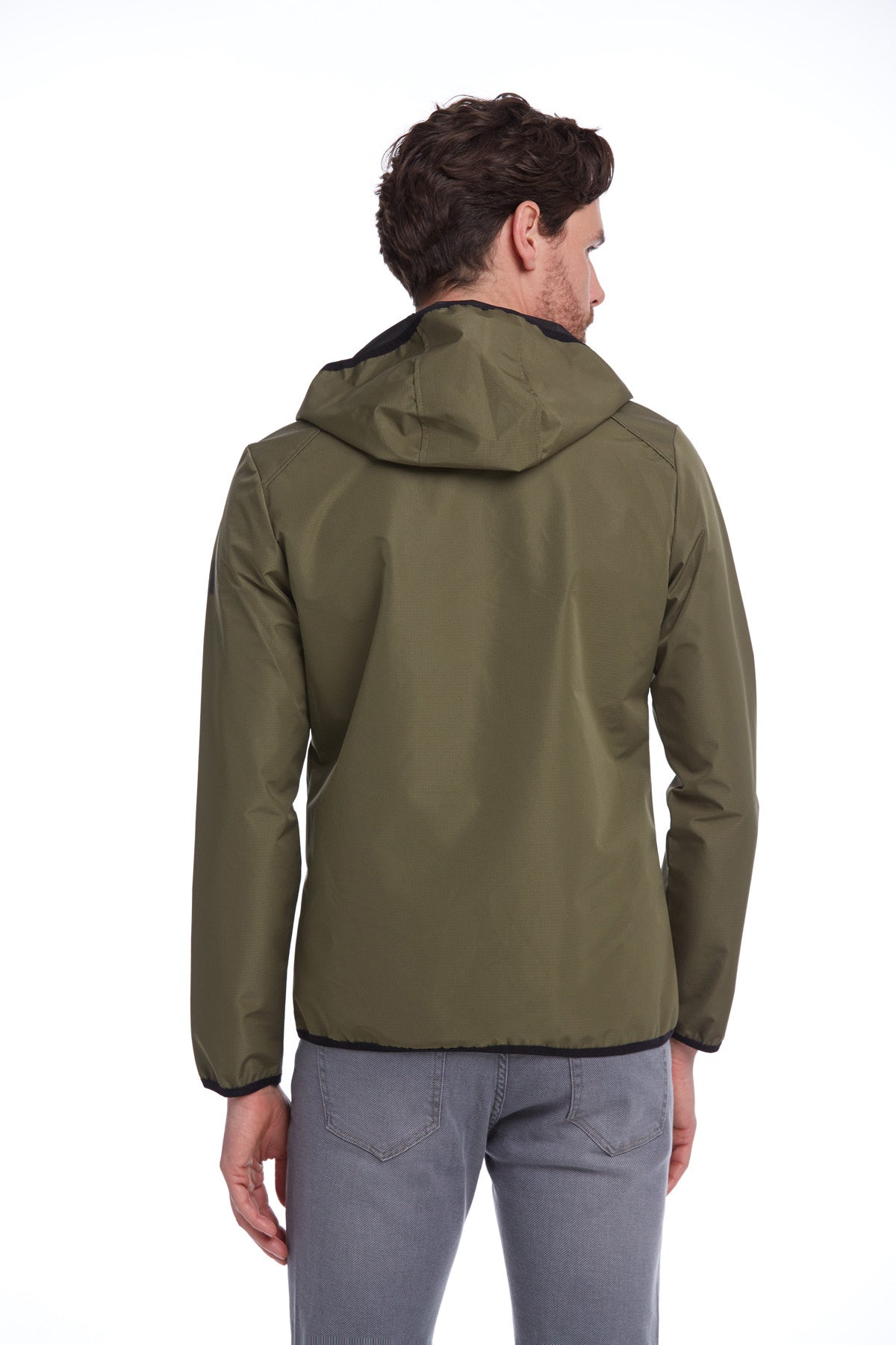Slim Fit Khaki Seasonal Hooded Coat - SAYKI